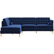 Caleb Sectional Sofa (Blue Velvet) Left Chaise