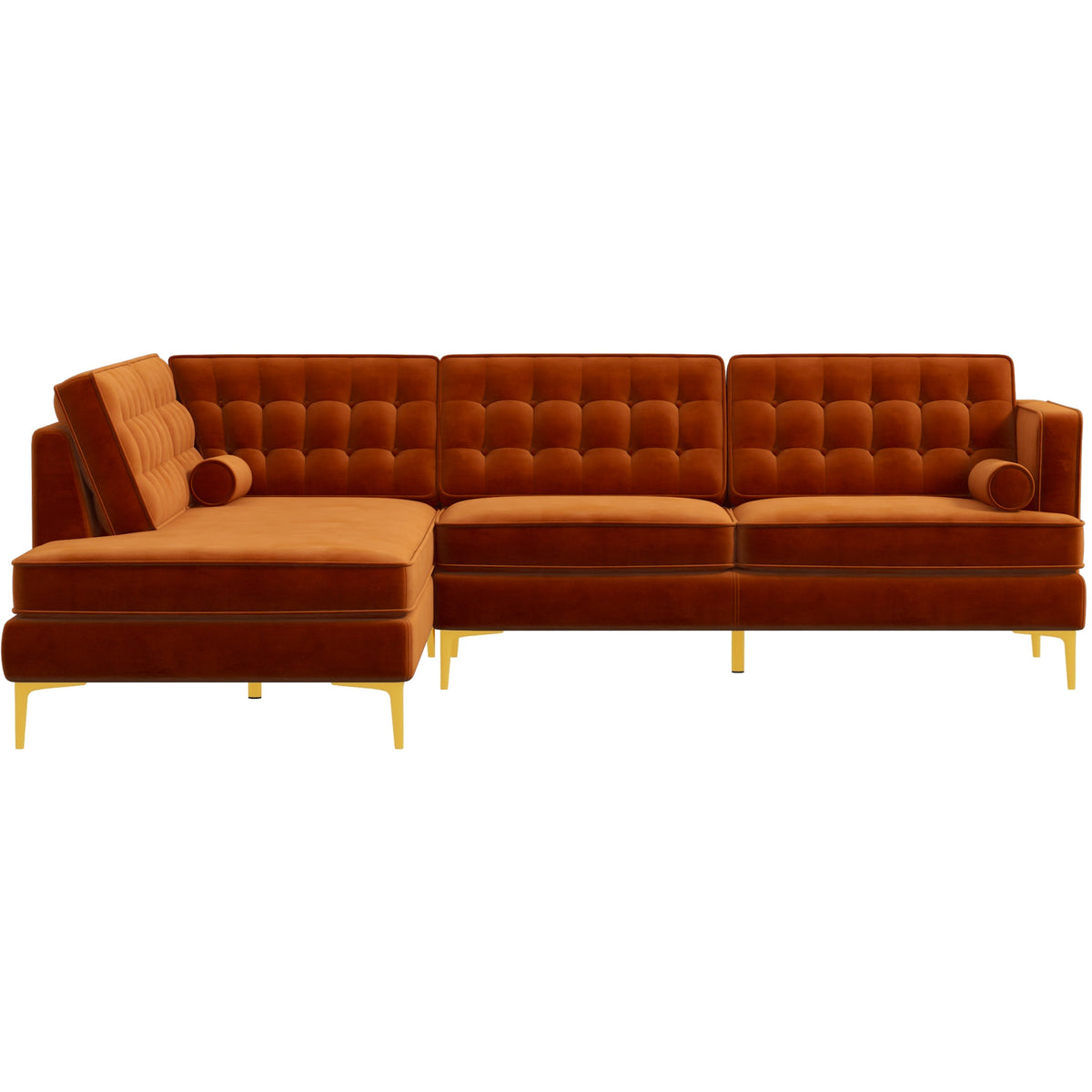 Caleb Sectional Sofa (Burnt Orange Velvet) Left Chaise