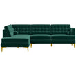 Caleb Sectional Sofa Green Velvet Left Chaise