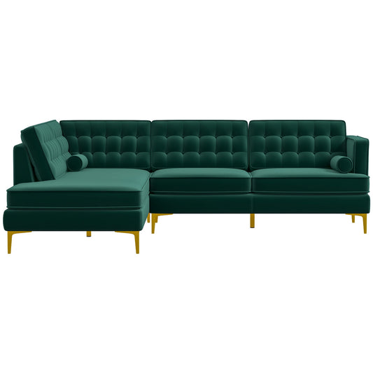 Caleb Sectional Sofa Green Velvet Left Chaise