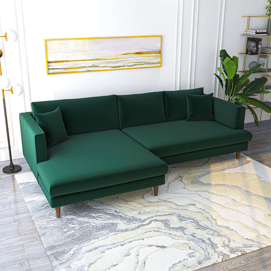 Delano Sectional Sofa (Green Velvet - Left Facing Chaise)