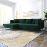 Delano Sectional Sofa (Green Velvet - Left Facing Chaise)