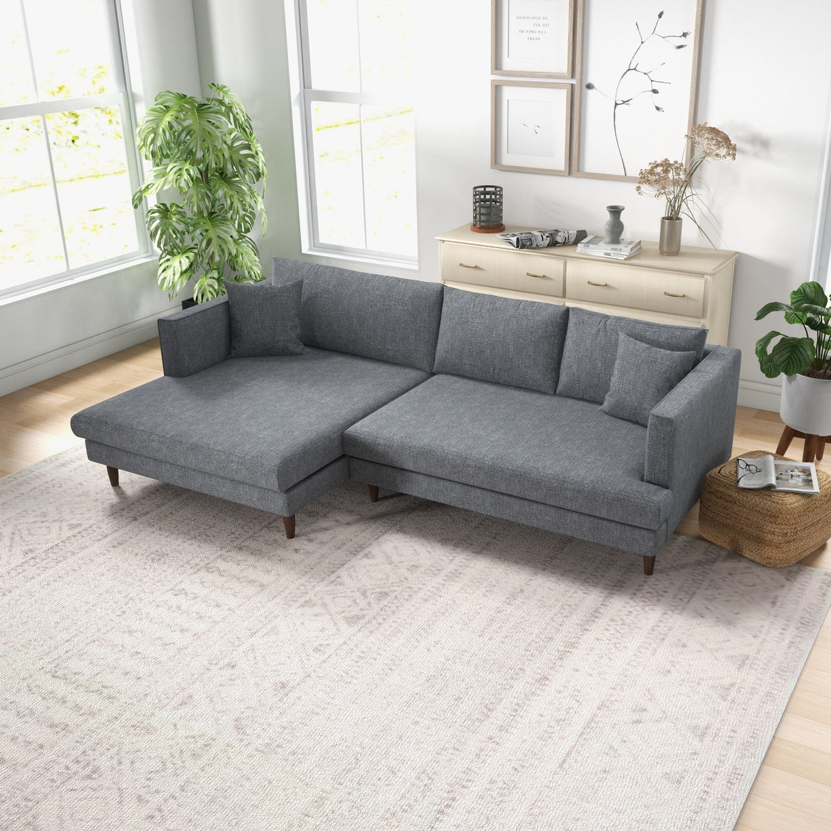 Delano Sectional Sofa (Grey Linen - Left Facing Chaise)