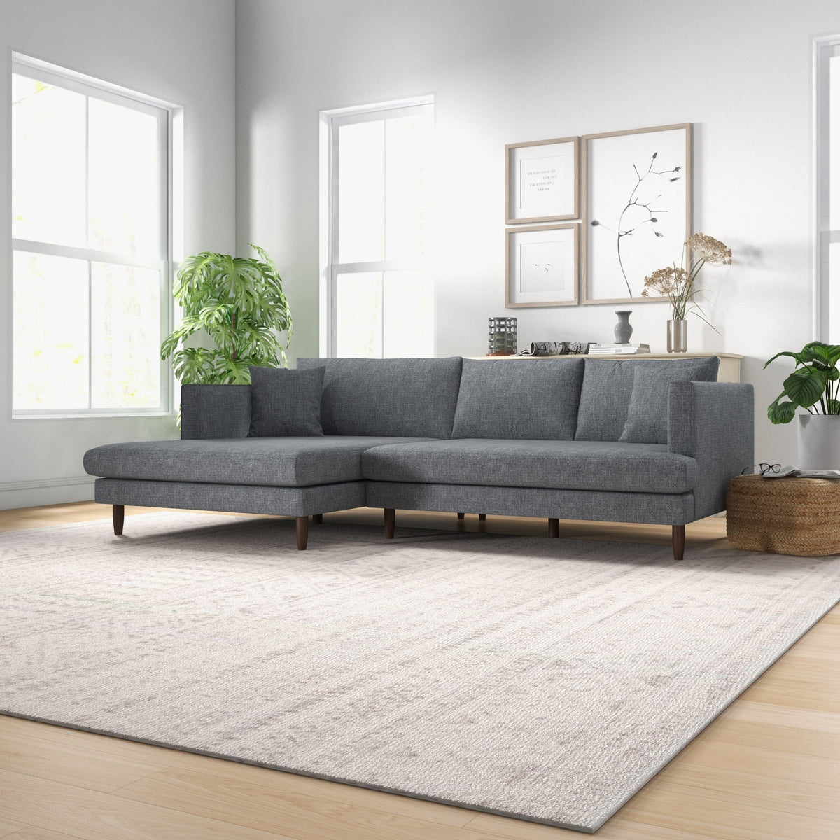 Delano Sectional Sofa (Grey Linen - Left Facing Chaise)