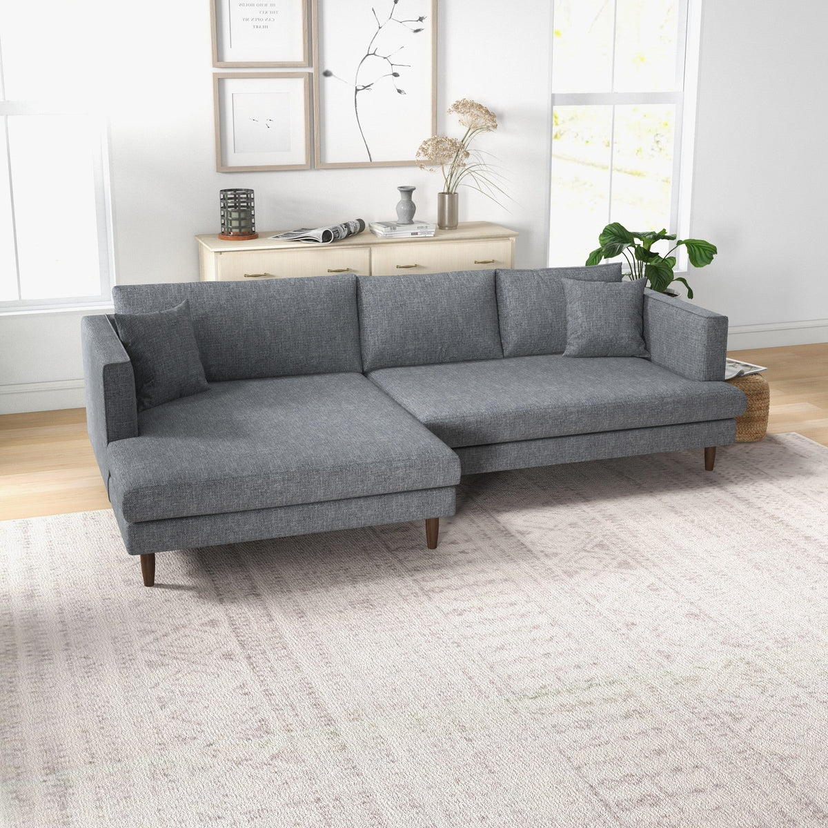 Delano Sectional Sofa (Grey Linen - Left Facing Chaise)