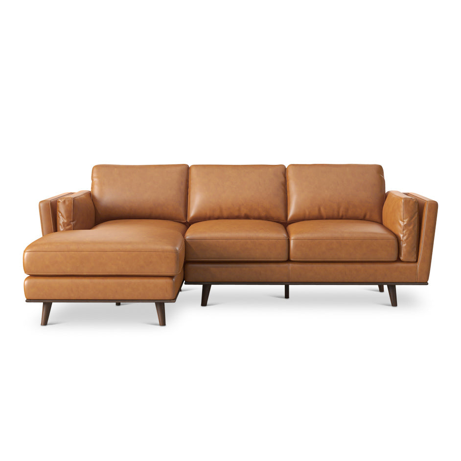 Ferre Leather Sectional Left Facing Chaise