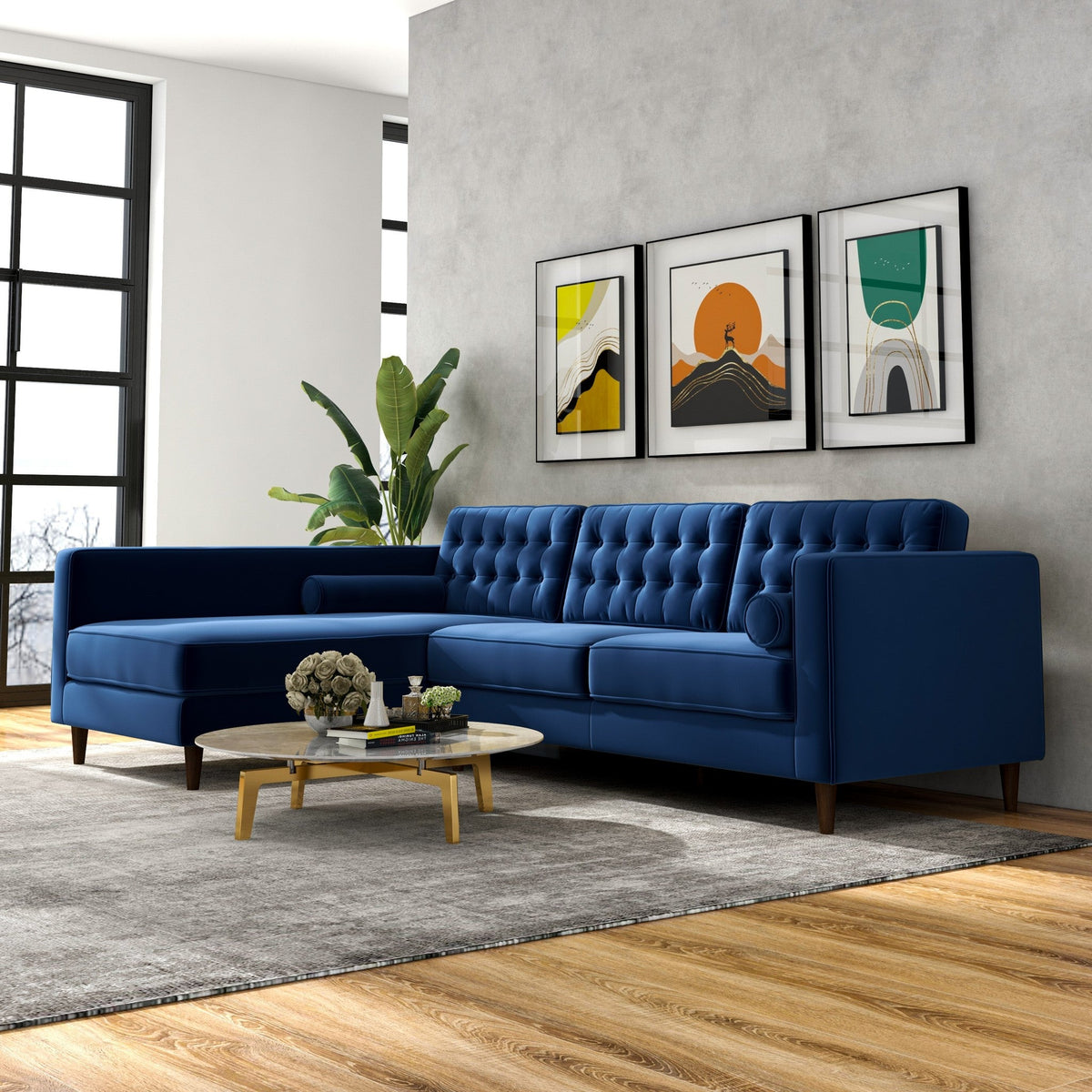 Olson Sectional Sofa (Midnight Blue) Left Chaise