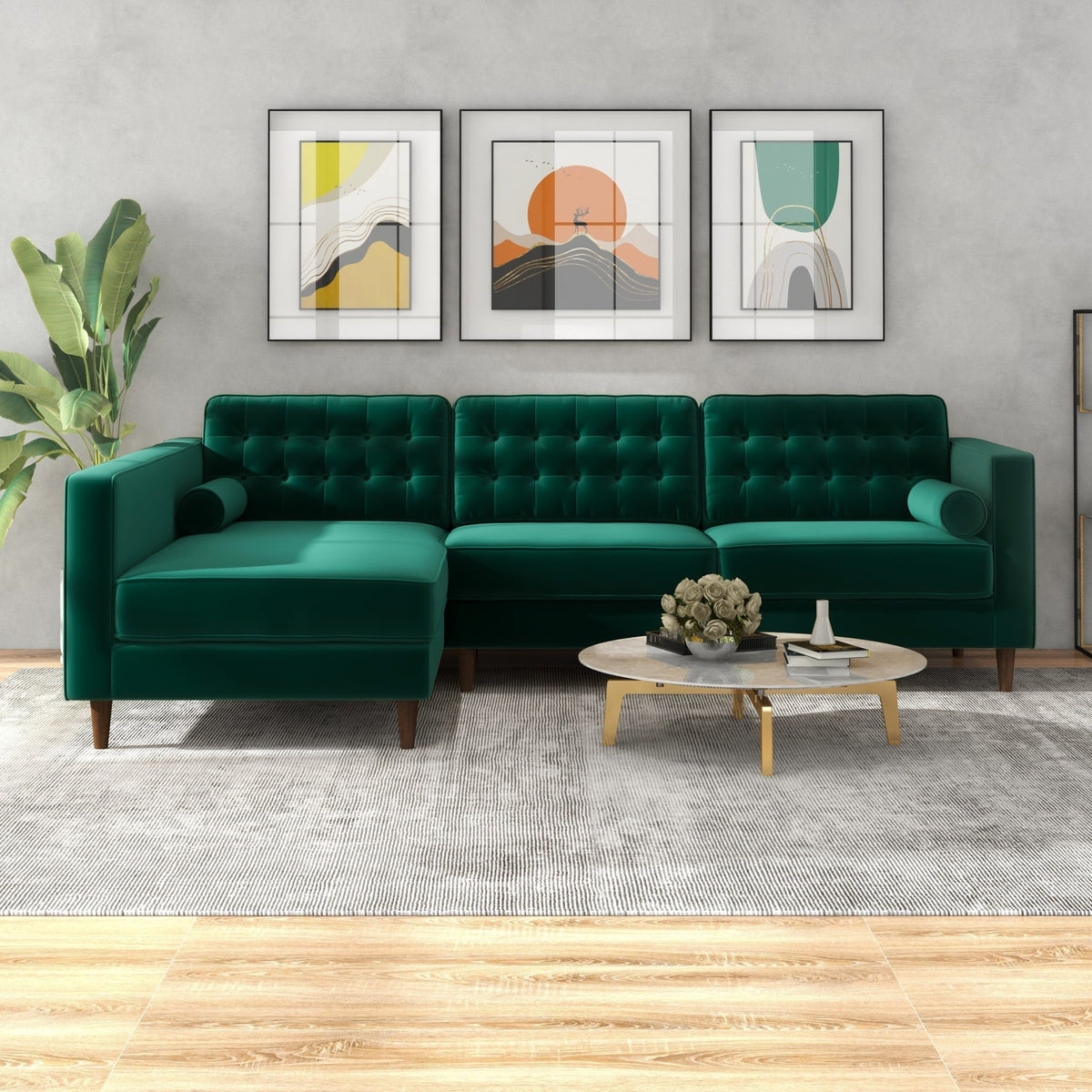 Olson Sectional Sofa (Green) Left Chaise