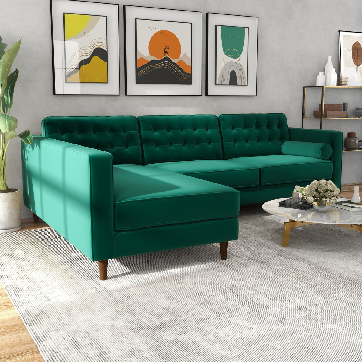 Olson Sectional Sofa (Green) Left Chaise