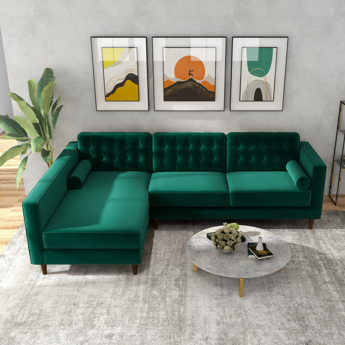 Olson Sectional Sofa (Green) Left Chaise