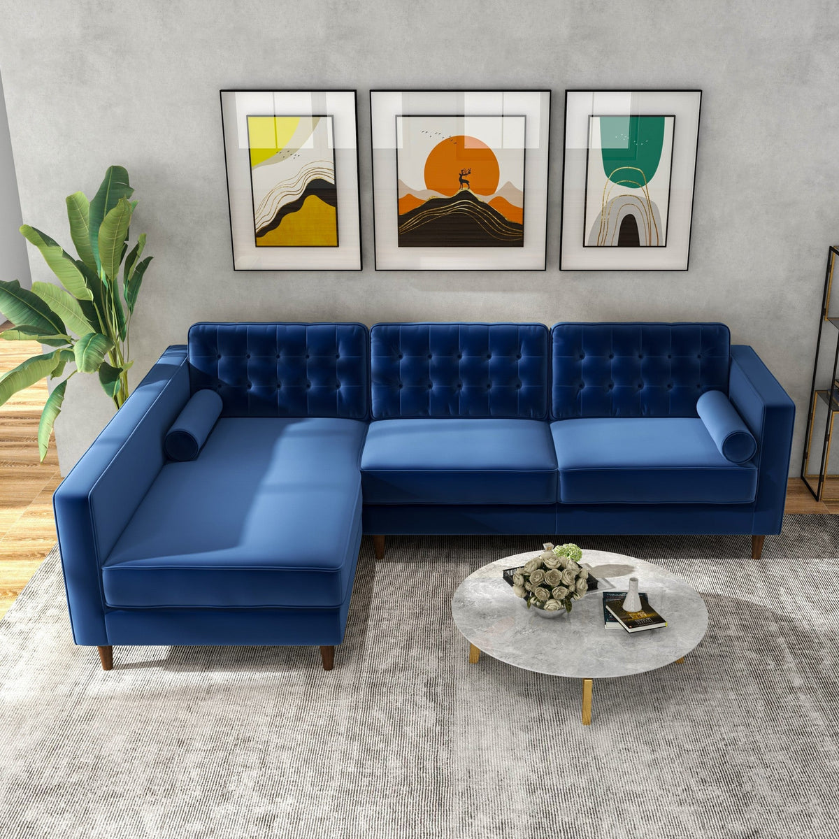 Olson Sectional Sofa (Midnight Blue) Left Chaise