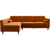 Olson Sectional Sofa Burnt Orange Velvet Left Chaise