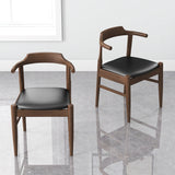 Leon Mid-Century Modern Black Vegan Leather Dining Chair (Set of 2)