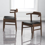 Leon Mid-Century Modern Black Vegan Leather Dining Chair (Set of 2)