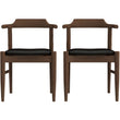 Leon Mid-Century Modern Black Vegan Leather Dining Chair (Set of 2)