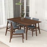 Levi Modern Style Solid Wood Rectangular Walnut Top Dining Table 63"