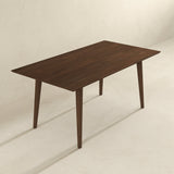 Levi Modern Style Solid Wood Rectangular Walnut Top Dining Table 63"