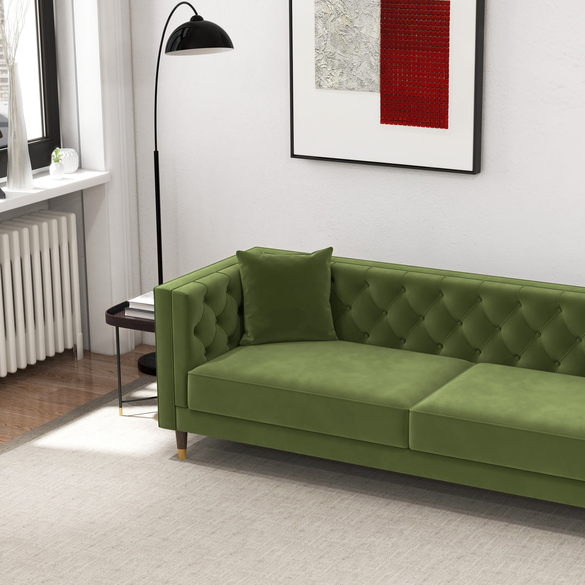 Lewis Olive Green Velvet Sofa