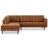 Lugano L-Shaped Genuine Leather Left-Facing Sectional Sofa Cognac