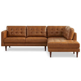 Lugano L-Shaped Genuine Leather Right-Facing Sectional Sofa Cognac