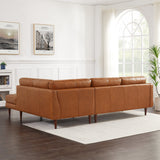 Lugano L-Shaped Genuine Leather Right-Facing Sectional Sofa Cognac