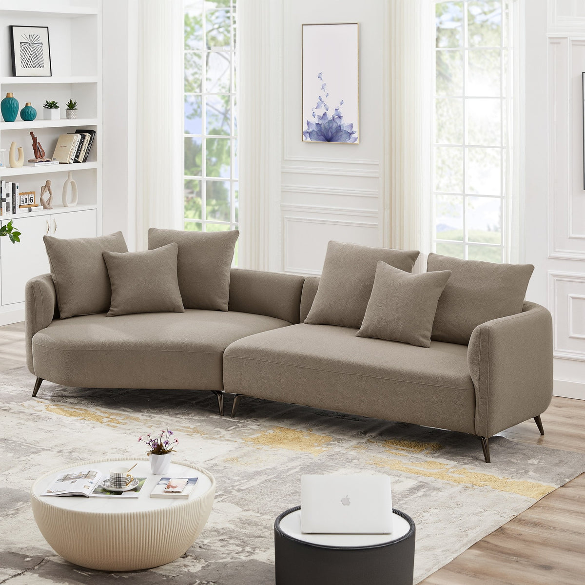 Lusia Boucle Sectional Sofa Mocha Left