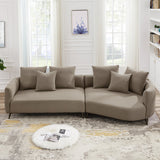 Lusia Boucle Sectional Sofa Mocha Right