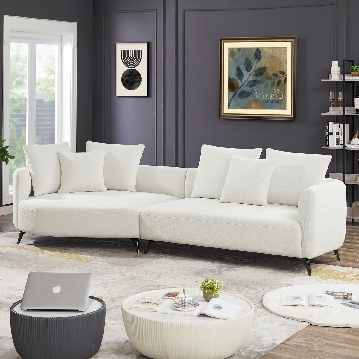 Lusia Ivory Boucle Sectional Sofa Left