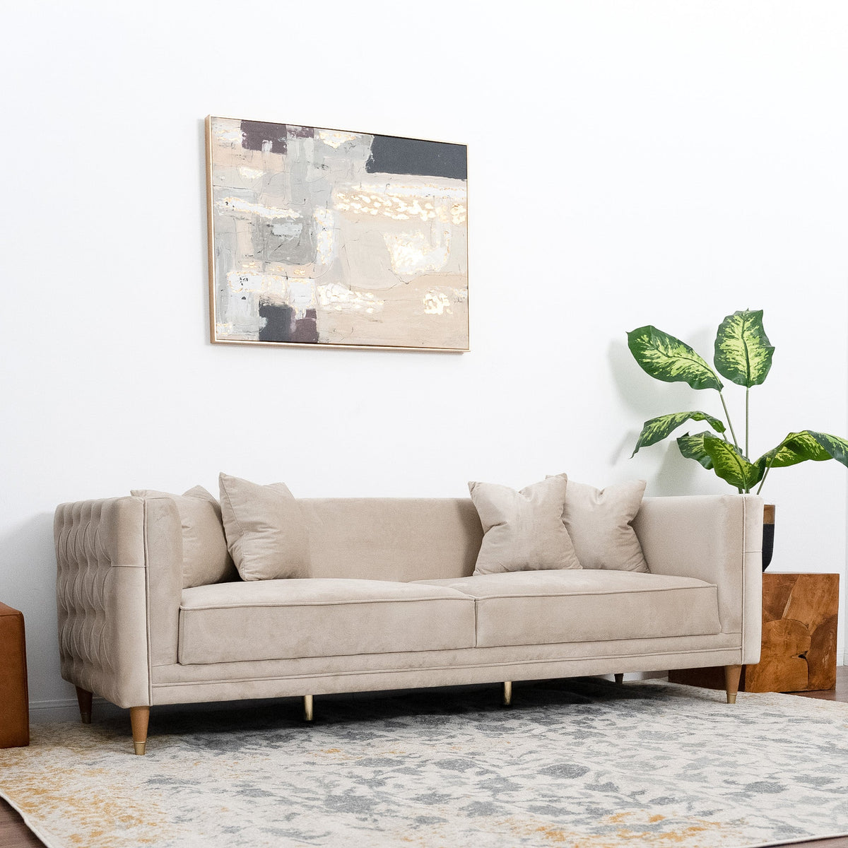 Mara Sofa (Light Cream Velvet)