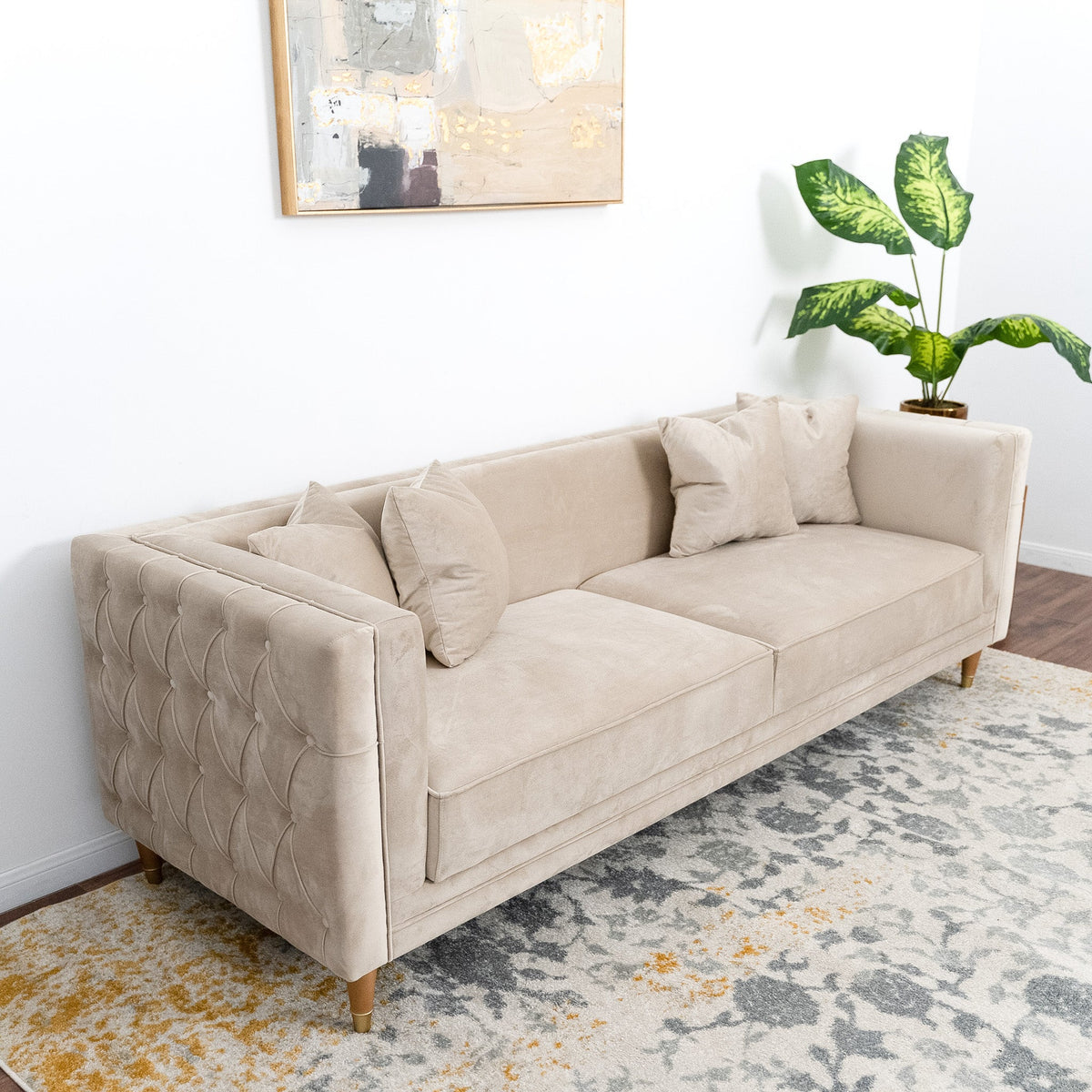 Mara Sofa (Light Cream Velvet)