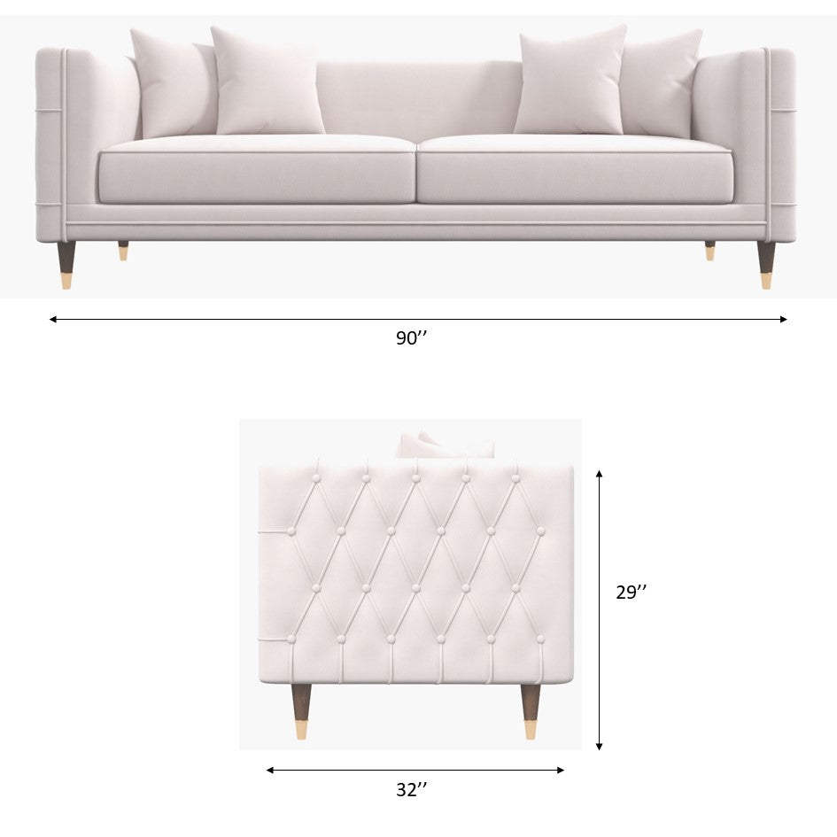 Mara Sofa (Light Cream Velvet)