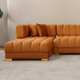 Marlow Cognac Velvet U Shape Corner Sofa