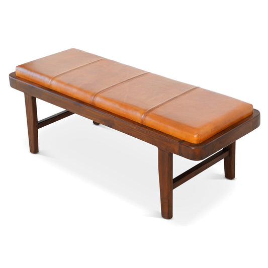 Maywood Tan Leather Bench