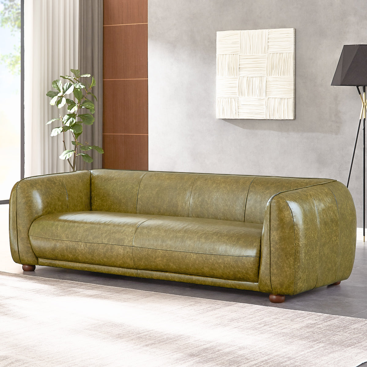 Miller Green Leather Sofa