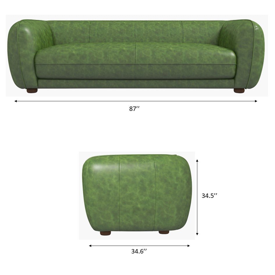 Miller Green Leather Sofa