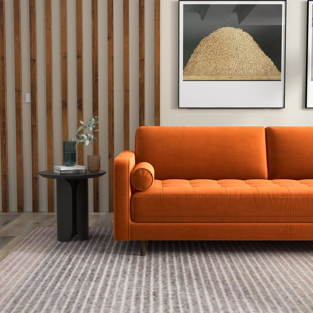 Daphne Modern Sofa (Burnt Orange - Velvet)