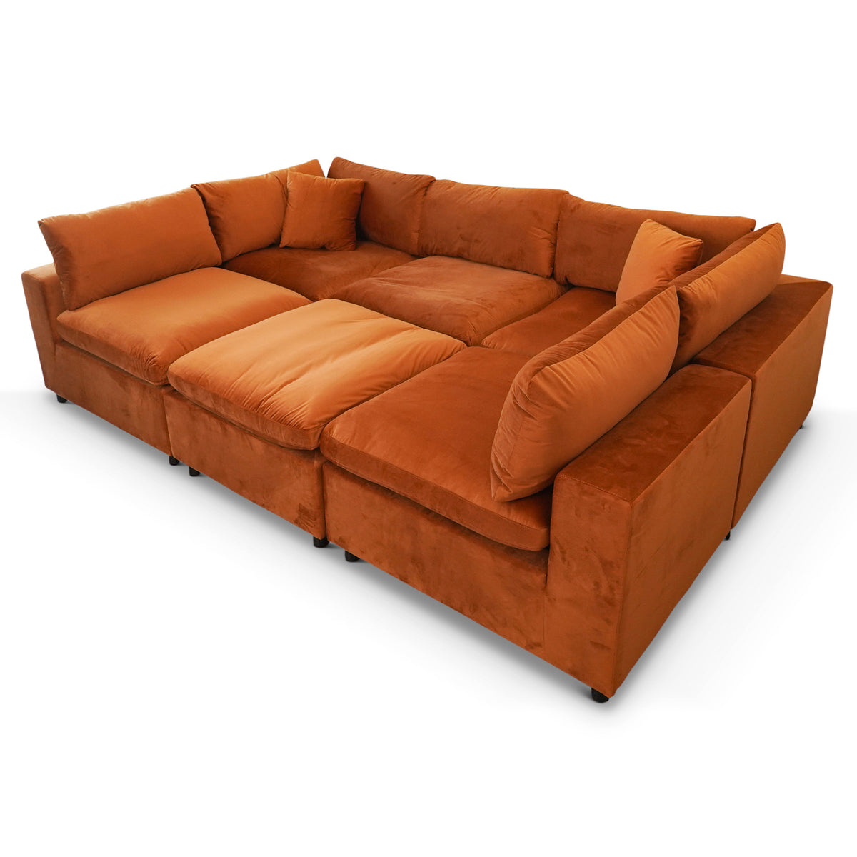 Laurel Modular Sofa (Burnt Orange Velvet)