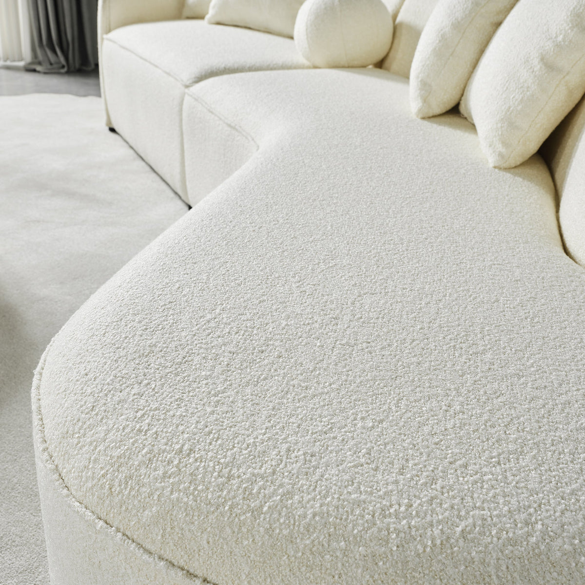 Galleria White Boucle Sectional Sofa Xl