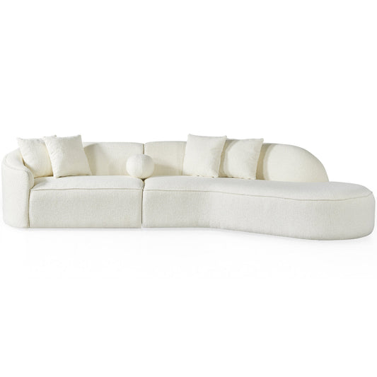 Galleria White Boucle Sectional Sofa Xl