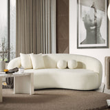 Blair Japandi White Curvy Boucle Sofa