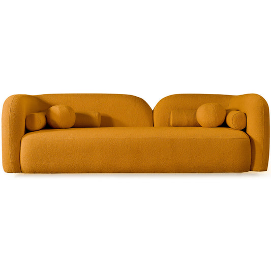 Bodrum Dark Yellow Curved Boucle Sofa