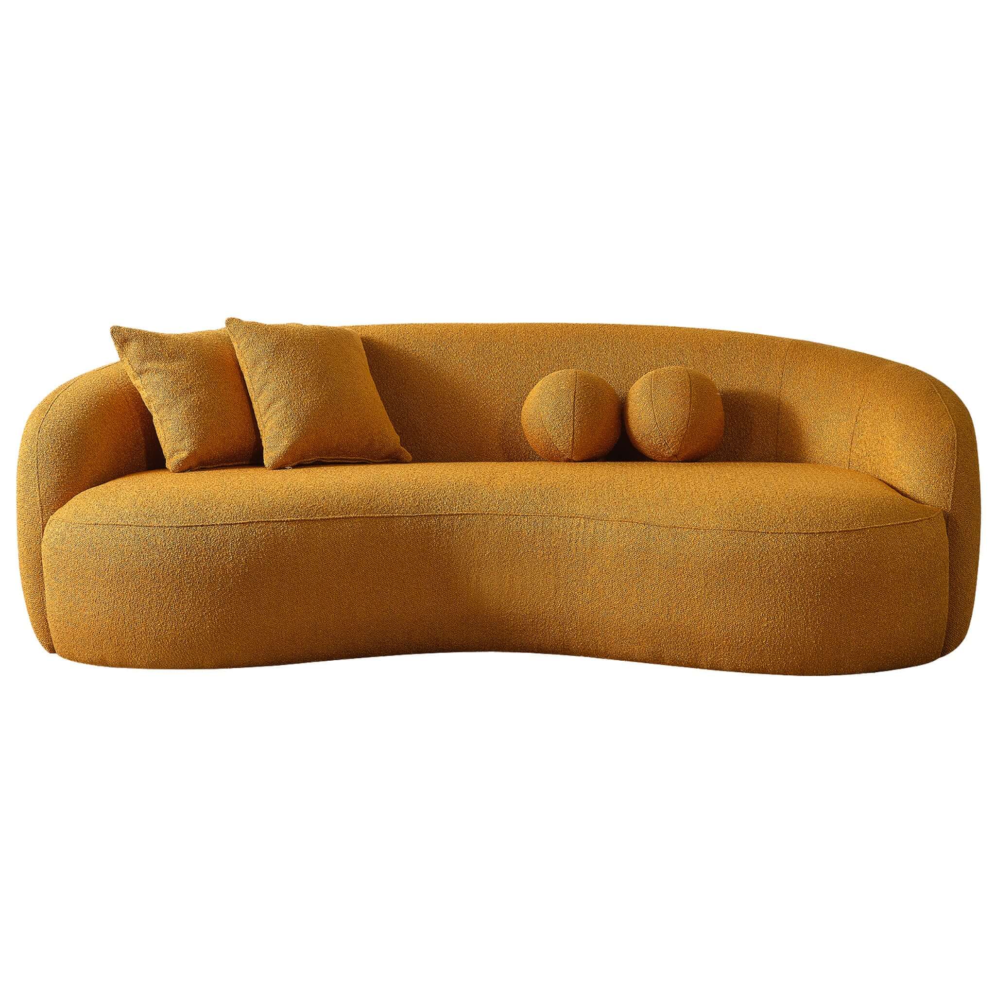 Drake Japandi Style Curvy Gold Boucle Sofa