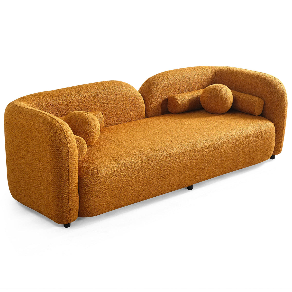 Bodrum Dark Yellow Curved Boucle Sofa