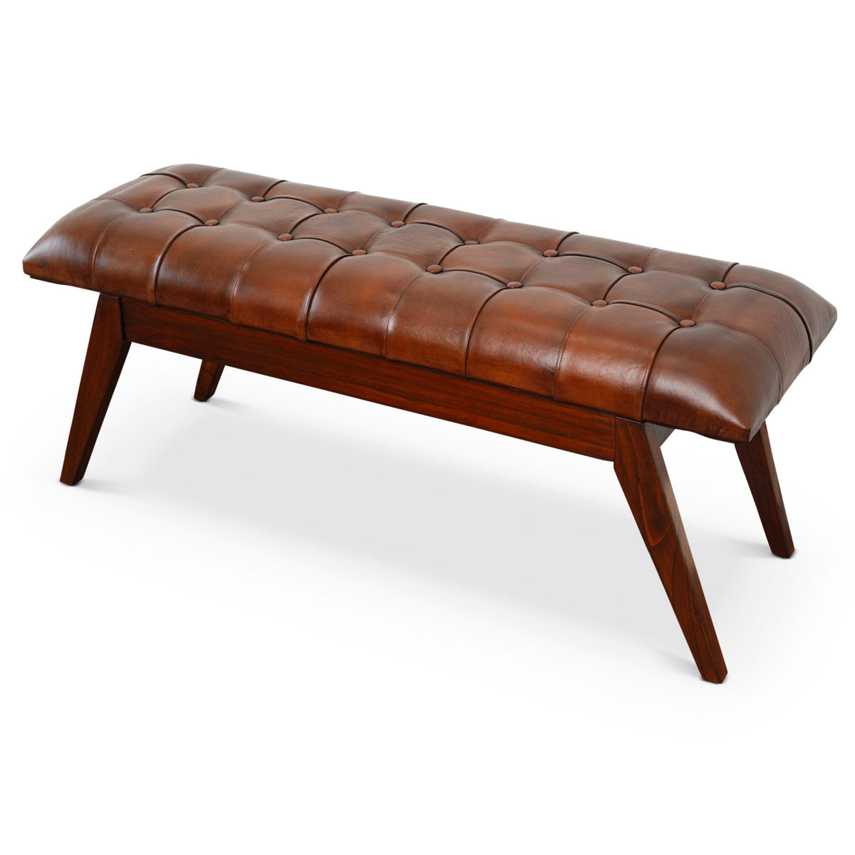 Niles Cognac Leather Bench