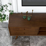 Noak Mid Century Modern Style Walnut Tv Stand Up To 72"