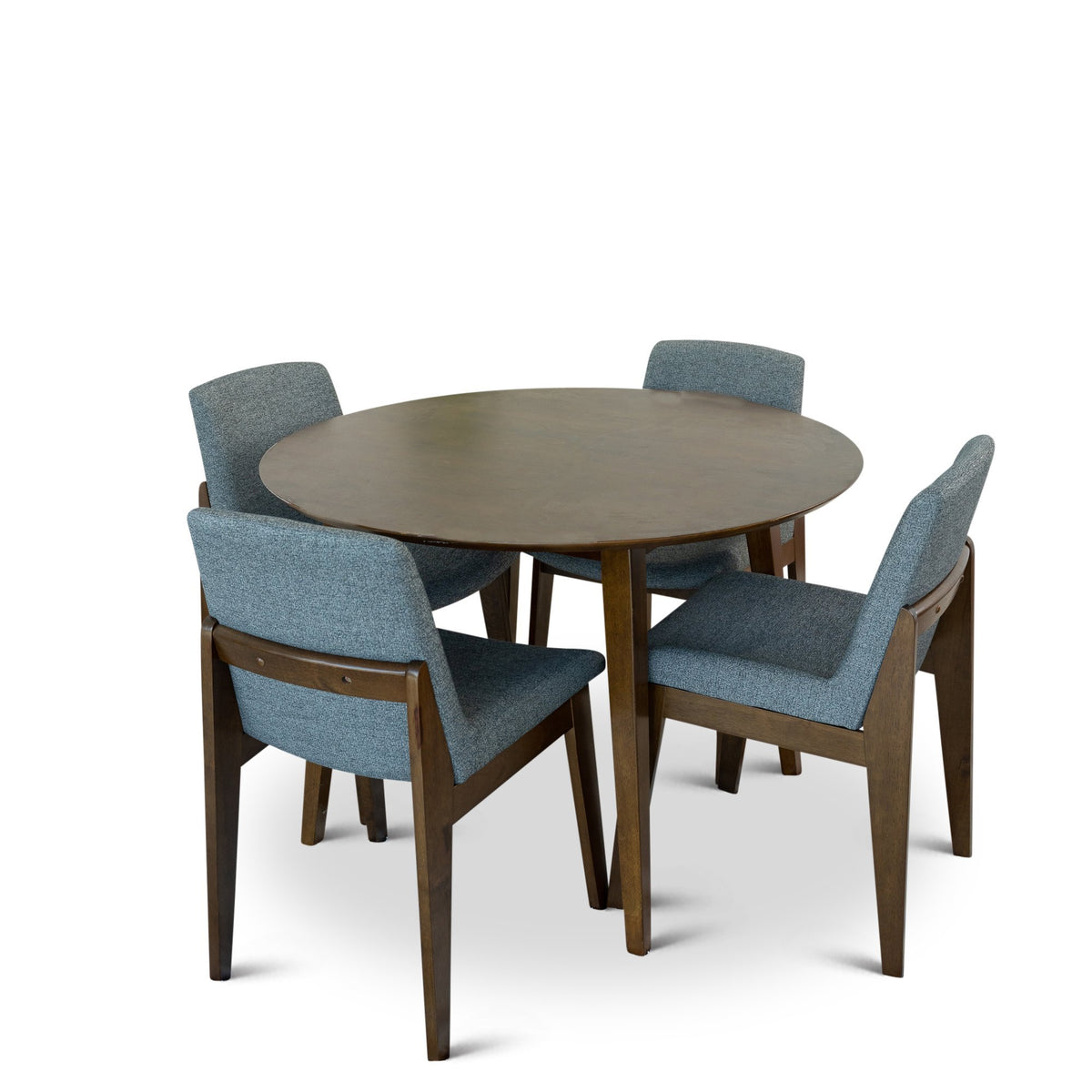 Palmer Dining Set With 4 Ohio Dark Grey Dining Chairs (Walnut)