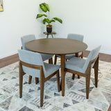 Palmer (Walnut) Dining Set With 4 Ohio (Light Grey) Dining Chairs