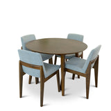 Palmer (Walnut) Dining Set With 4 Ohio (Light Grey) Dining Chairs