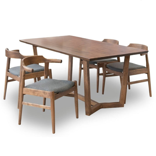 Rolda Dining Set With 4 Zola Dining Chairs (Fabric)