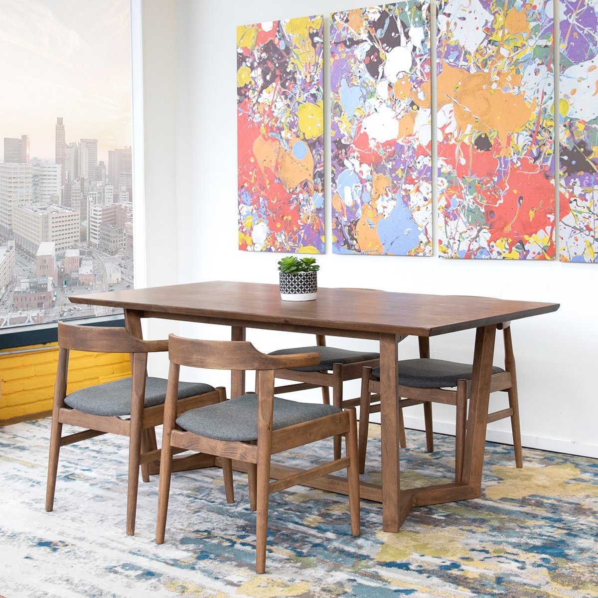 Rolda Dining Set With 4 Zola Dining Chairs (Fabric)